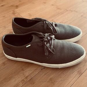 Tom’s Men's Casual Lace-Up Carlo Sneakers - Olive Green/Gray Canvas Size 9.5